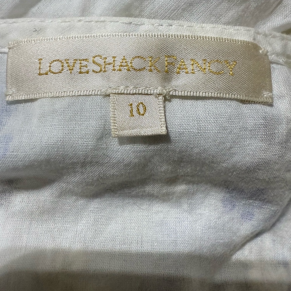 LoveShackFancy Antonella White and Blue Floral Dress 10 - Picture 4 of 4